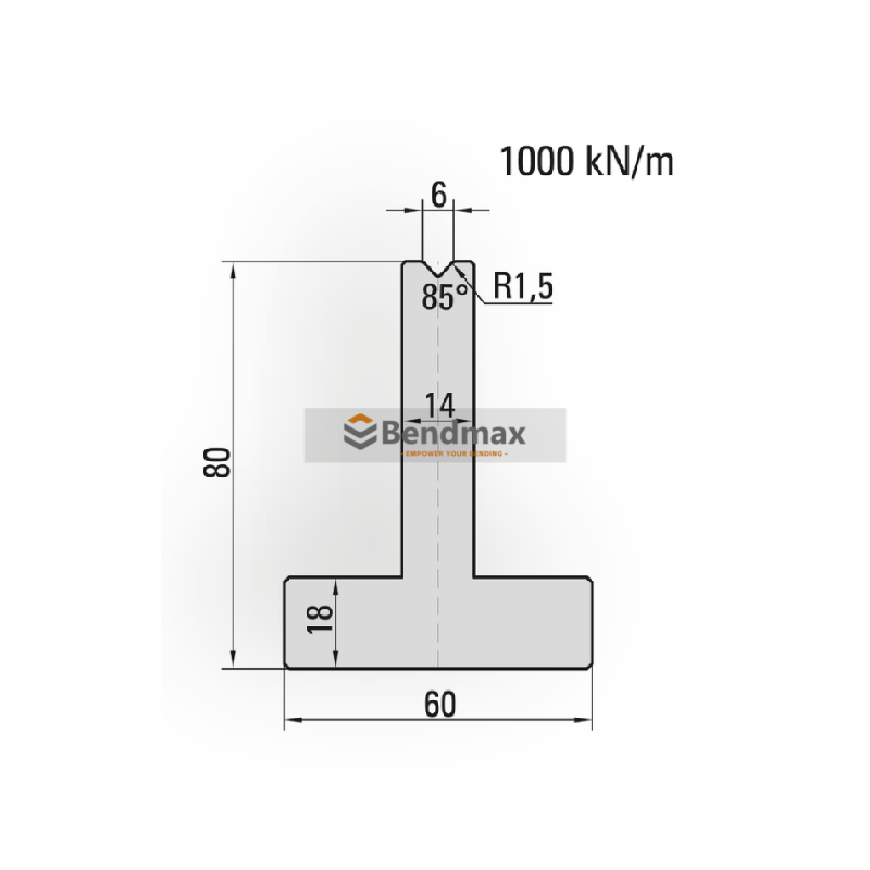 Single V press brake die